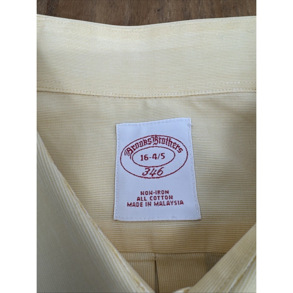 Brooks Brothers 346 Long Sleeve Dress Shirt Men's 16 34/35 Yellow Casual Preppy - Picture 5 of 9